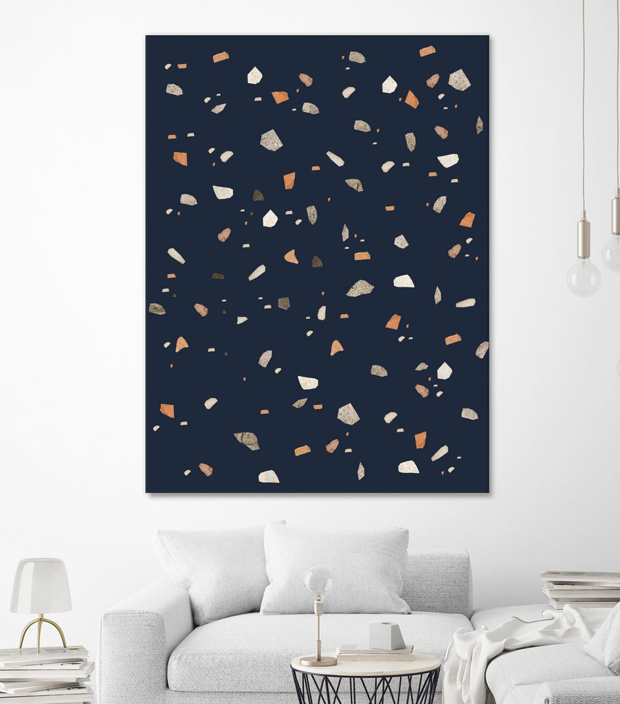 Midnight Navy Terrazzo #1 #decor #art by Anita & Bella Jantz on GIANT ART - blue digital drawing