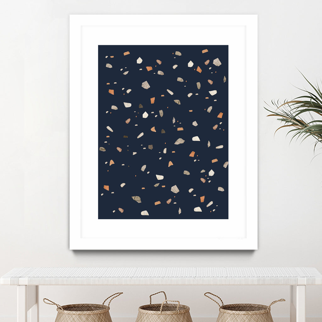 Midnight Navy Terrazzo #1 #decor #art by Anita & Bella Jantz on GIANT ART - blue digital drawing