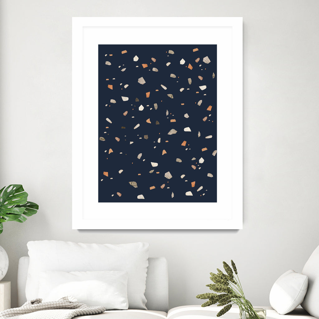 Midnight Navy Terrazzo #1 #decor #art by Anita & Bella Jantz on GIANT ART - blue digital drawing