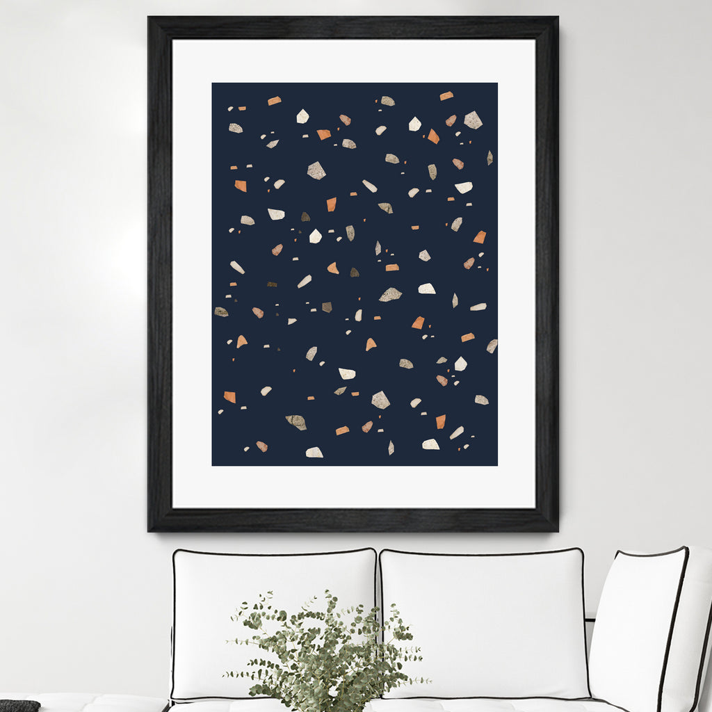 Midnight Navy Terrazzo #1 #decor #art by Anita & Bella Jantz on GIANT ART - blue digital drawing