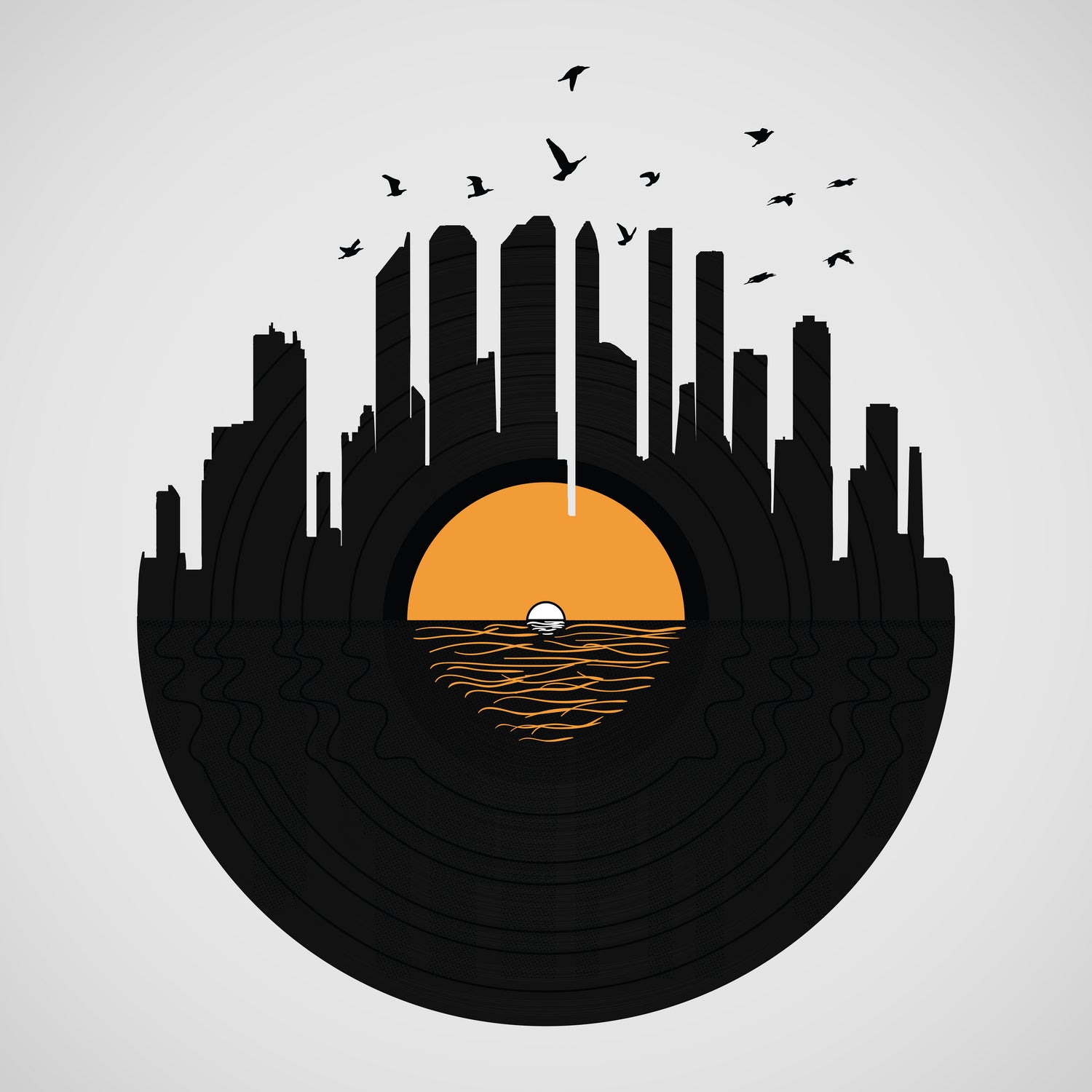 Vinyl City by Yuri Chagas Lobo on GIANT ART - black vector illustration