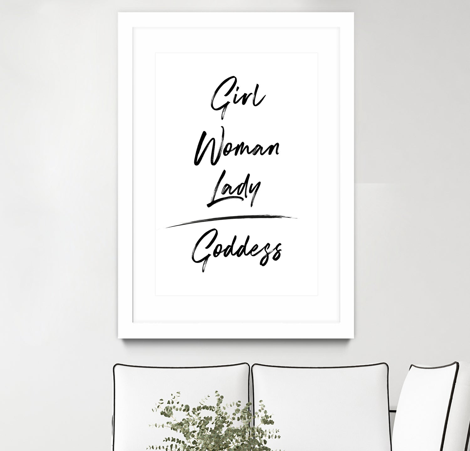 Girl Woman Lady = Goddess | Black and White Edition by Anastasia Sawall on GIANT ART - black typography