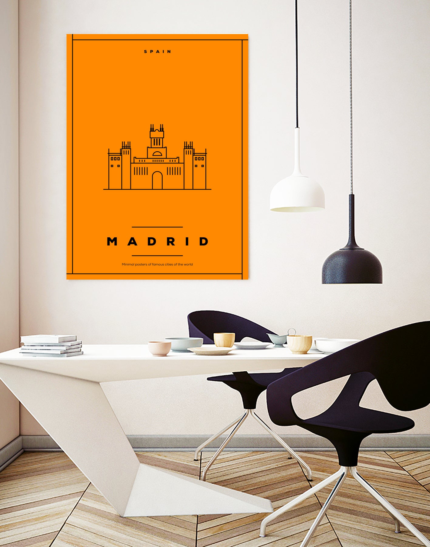Minimal Madrid City Poster by Kursat Unsal on GIANT ART - red vector illustration