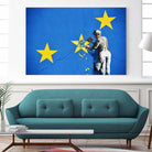 Banksy, Euro stars, edited, cut verion, Banksy poster by ALMA Studio on GIANT ART - blue mixed media