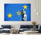 Banksy, Euro stars, edited, cut verion, Banksy poster by ALMA Studio on GIANT ART - blue mixed media