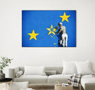 Banksy, Euro stars, edited, cut verion, Banksy poster by ALMA Studio on GIANT ART - blue mixed media