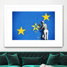 Banksy, Euro stars, edited, cut verion, Banksy poster by ALMA Studio on GIANT ART - blue mixed media