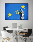 Banksy, Euro stars, edited, cut verion, Banksy poster by ALMA Studio on GIANT ART - blue mixed media