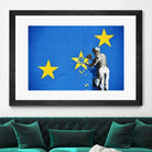 Banksy, Euro stars, edited, cut verion, Banksy poster by ALMA Studio on GIANT ART - blue mixed media