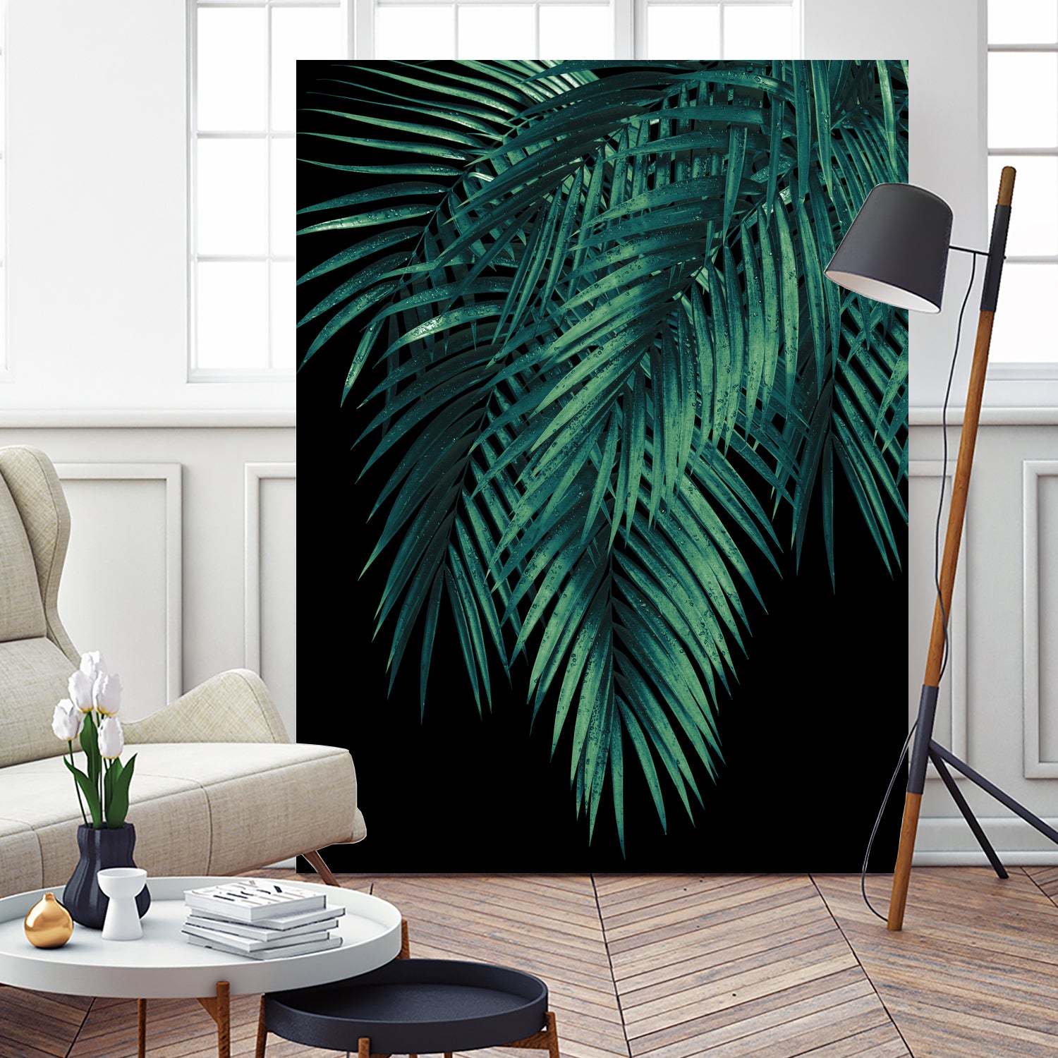 Palm Leaves Green Night Vibes #1 #tropical #decor #art by Anita & Bella Jantz on GIANT ART - green photo illustration