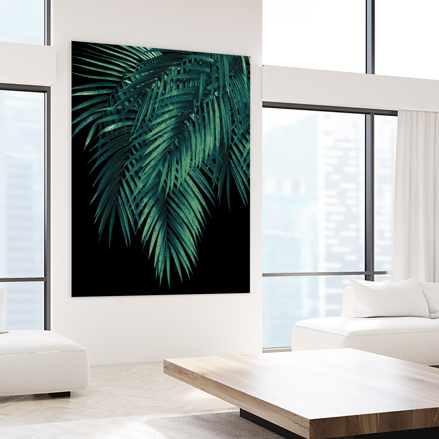 Palm Leaves Green Night Vibes #1 #tropical #decor #art by Anita & Bella Jantz on GIANT ART - green photo illustration