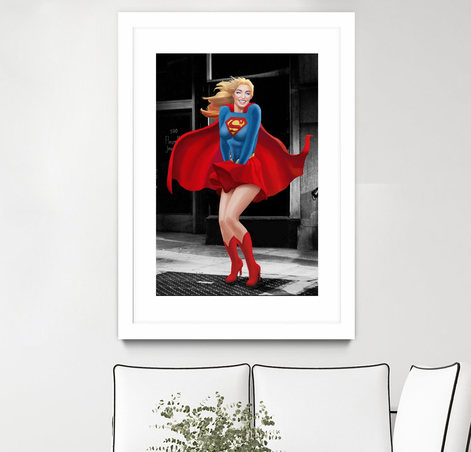 Supergirl a a Marilyn by Dan Avenell on GIANT ART - red digital painting