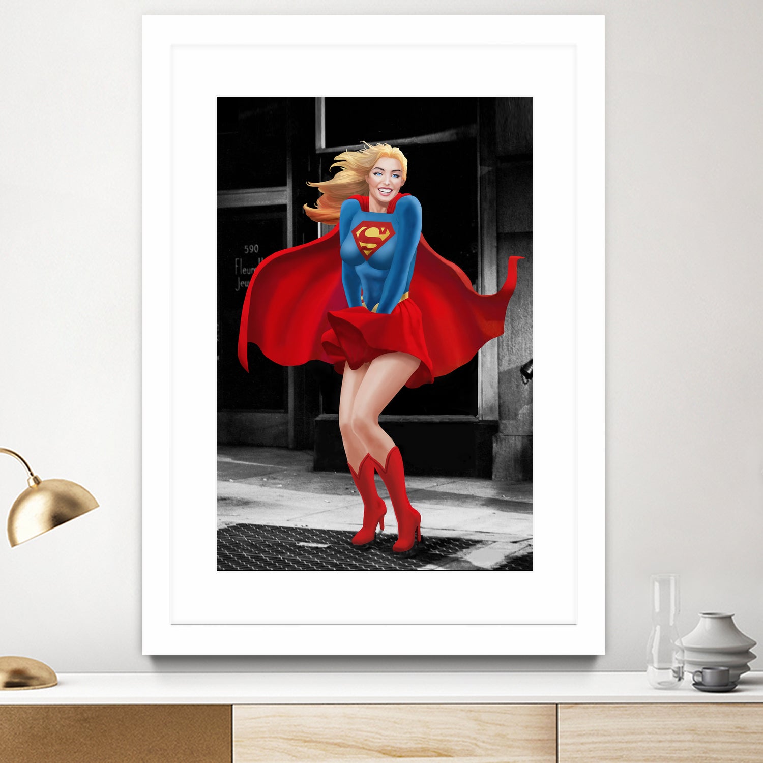 Supergirl a a Marilyn by Dan Avenell on GIANT ART - red digital painting