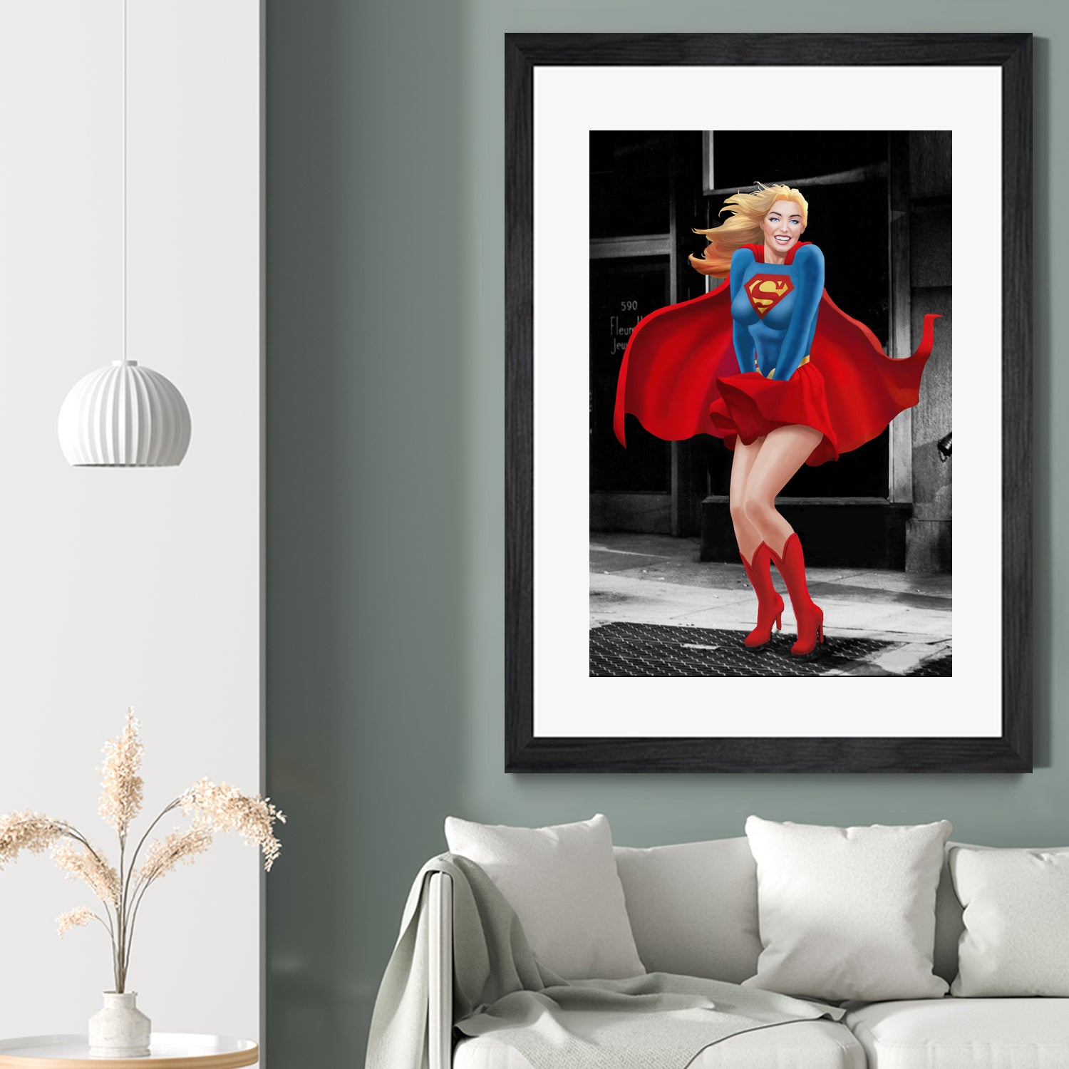 Supergirl a a Marilyn by Dan Avenell on GIANT ART - red digital painting