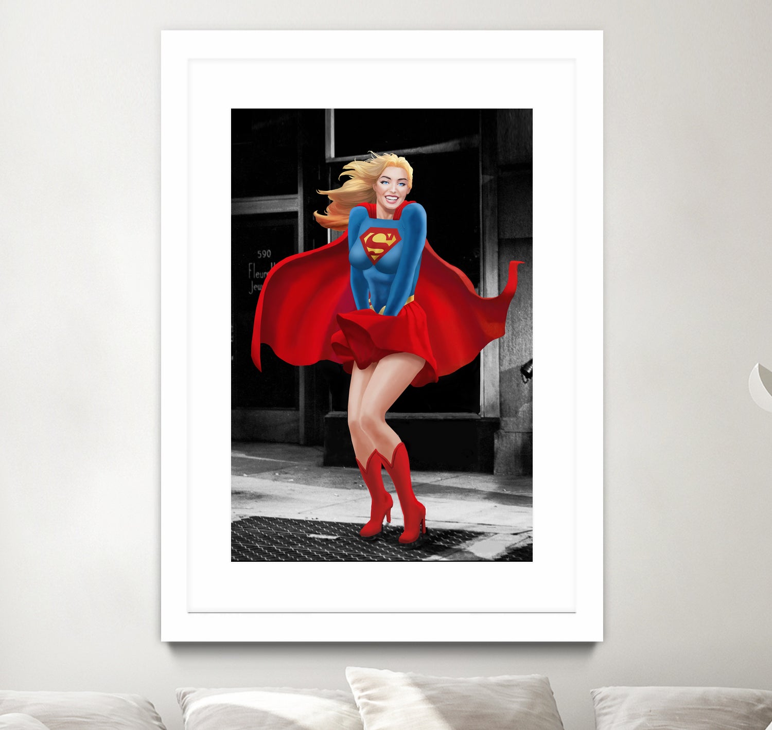 Supergirl a a Marilyn by Dan Avenell on GIANT ART - red digital painting