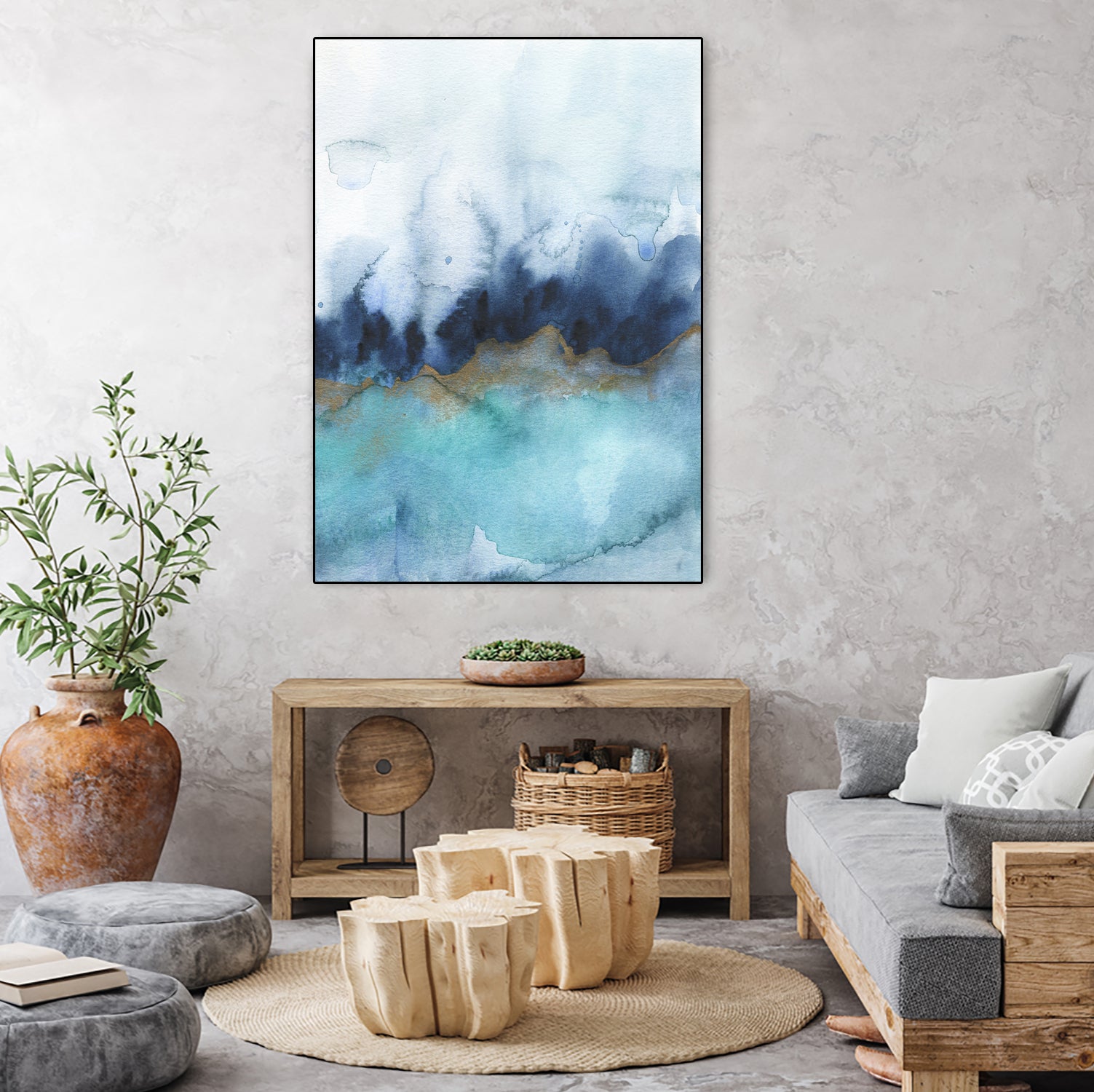 mystic abstract watercolor by Jen Merli on GIANT ART - blue mixed media