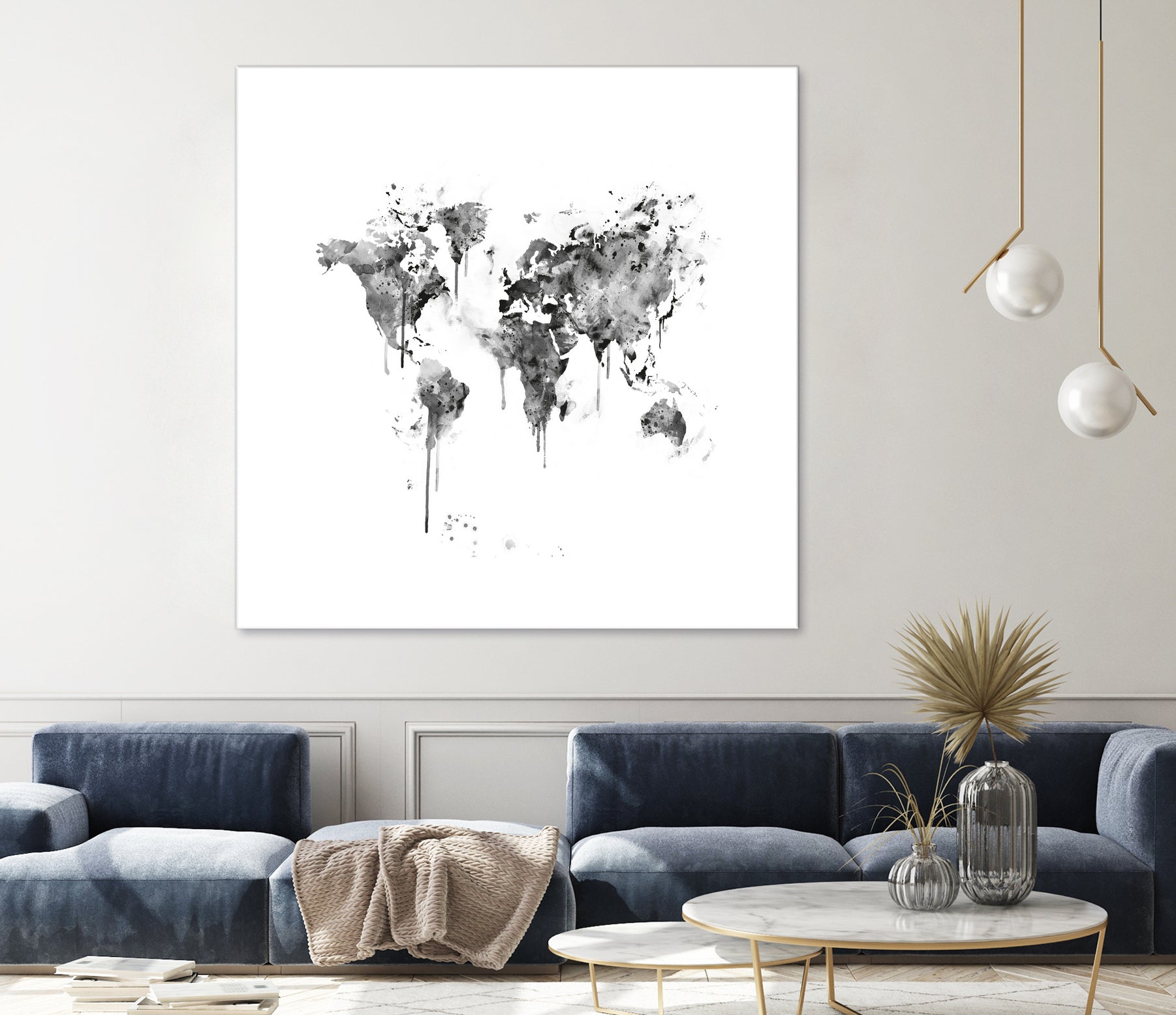 World Map by Monn Print on GIANT ART - white digital painting