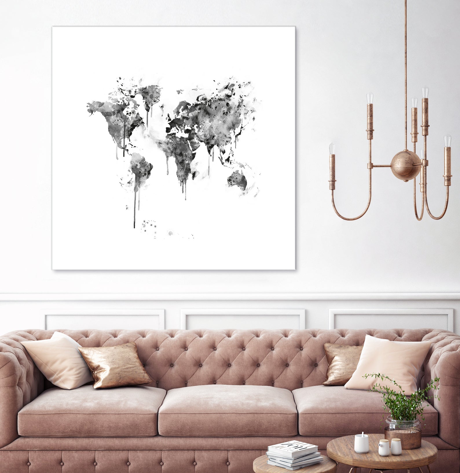 World Map by Monn Print on GIANT ART - white digital painting