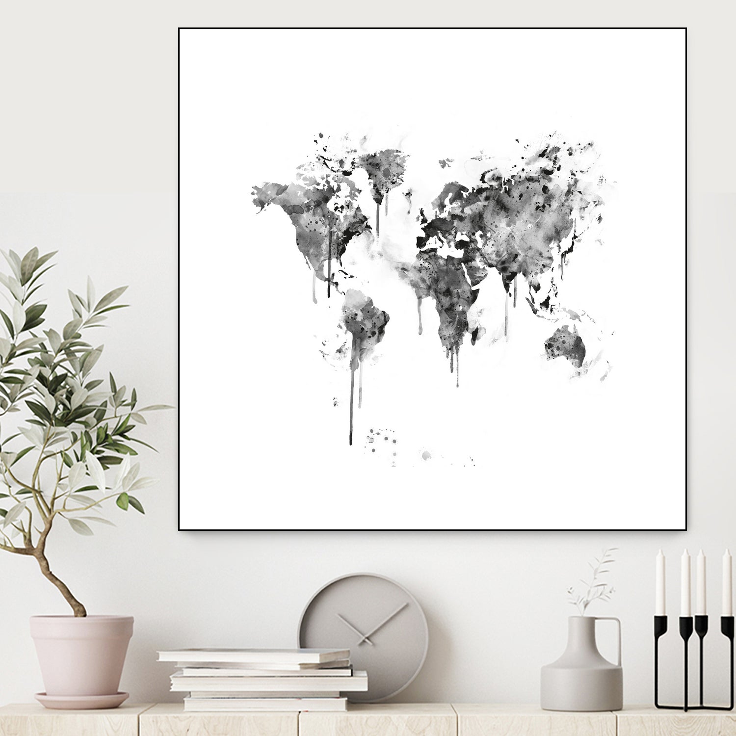 World Map by Monn Print on GIANT ART - white digital painting