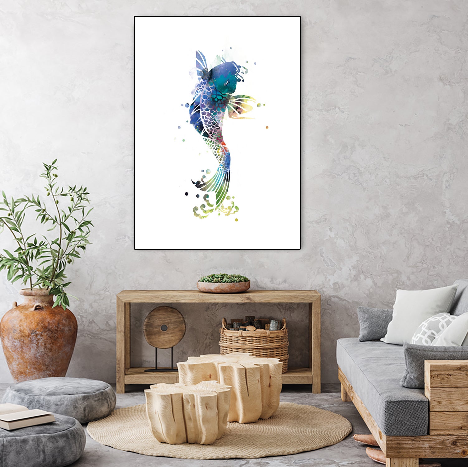 Koi Fish by Monn Print on GIANT ART - white digital painting