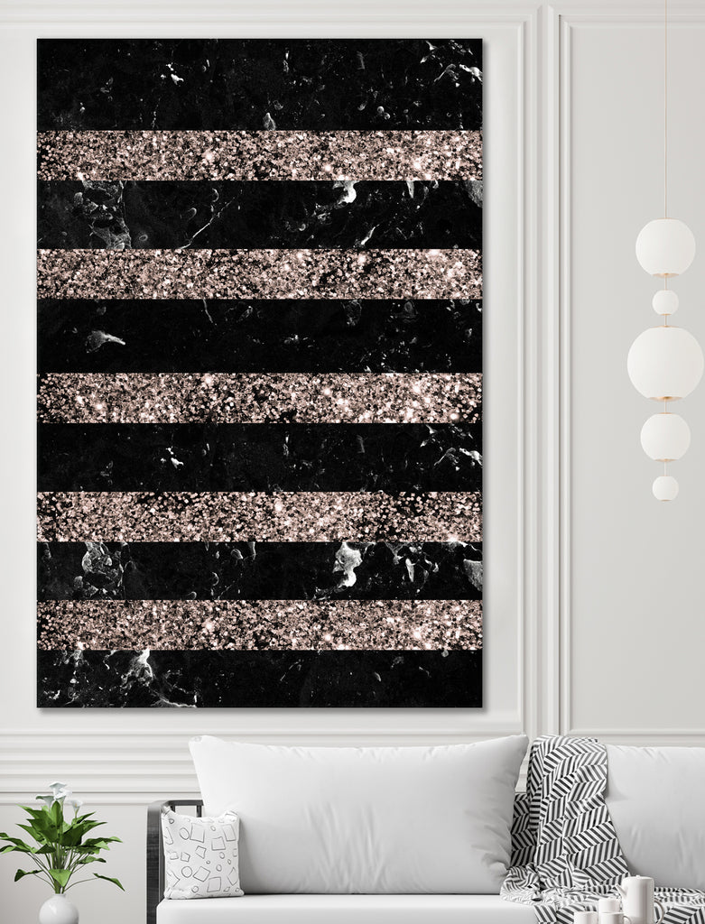 Black Marble Rose Gold Glitter Stripe Glam #1 #minimal by Anita & Bella Jantz on GIANT ART - black vector illustration