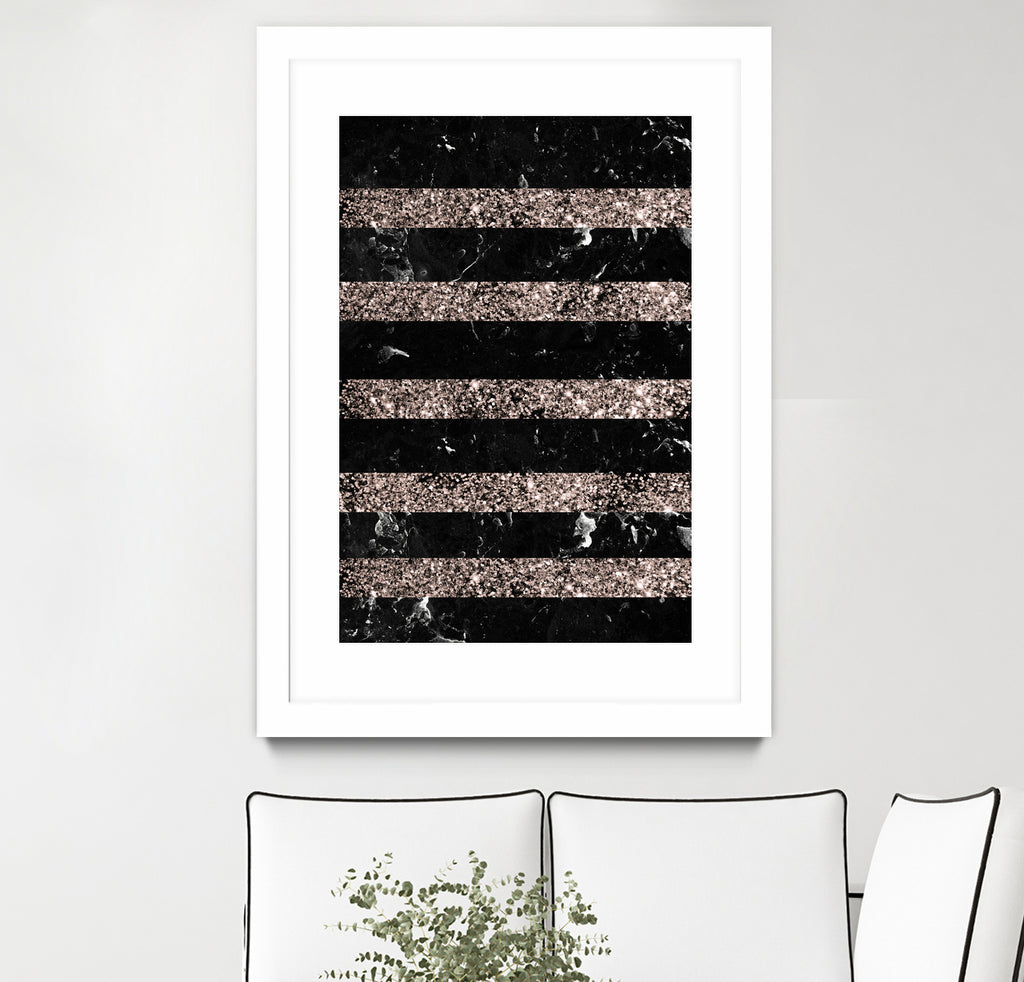 Black Marble Rose Gold Glitter Stripe Glam #1 #minimal by Anita & Bella Jantz on GIANT ART - black vector illustration