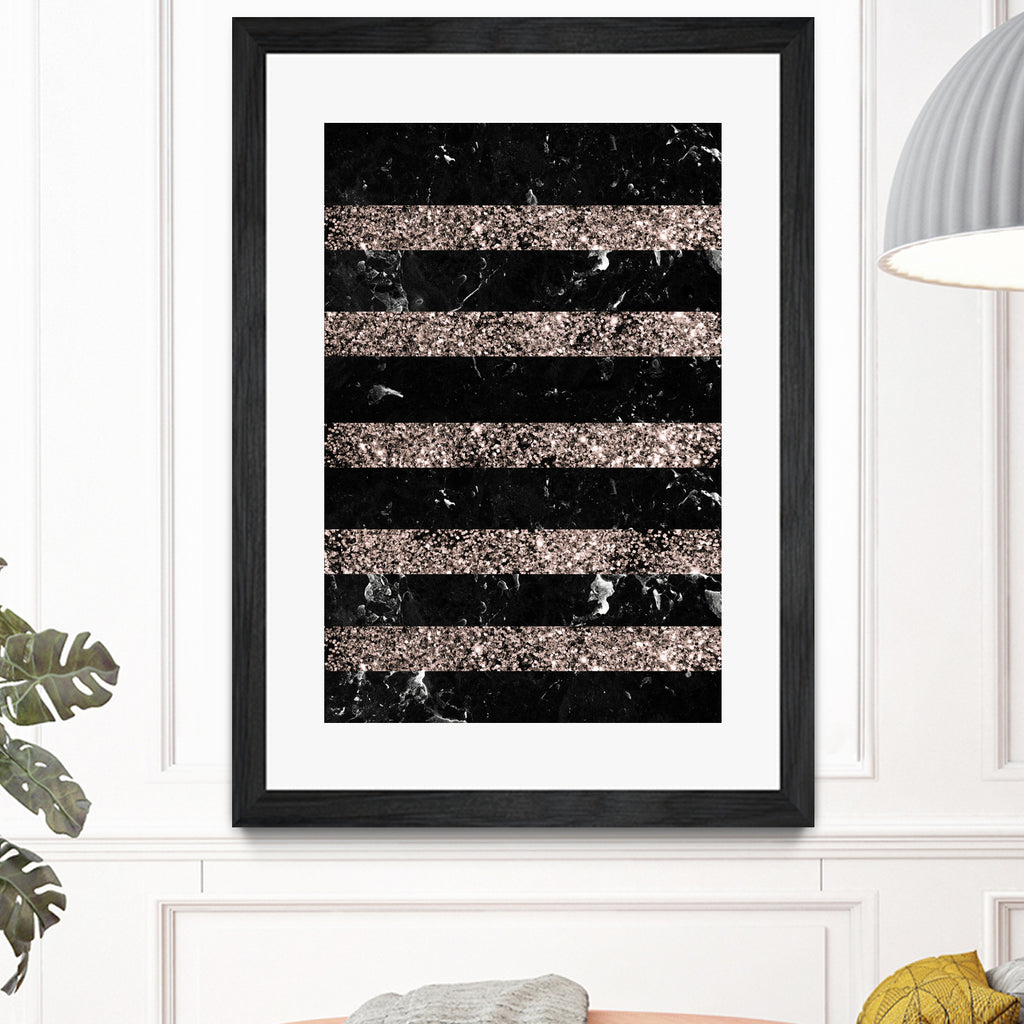 Black Marble Rose Gold Glitter Stripe Glam #1 #minimal by Anita & Bella Jantz on GIANT ART - black vector illustration