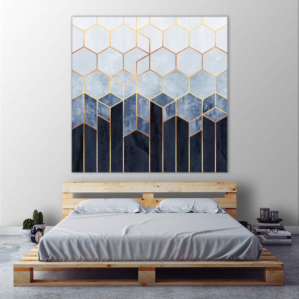 Soft Blue Hexagons by Elisabeth Fredriksson on GIANT ART - blue digital drawing