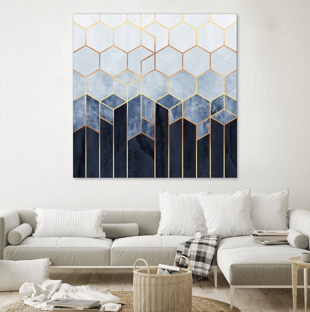 Soft Blue Hexagons by Elisabeth Fredriksson on GIANT ART - blue digital drawing