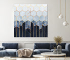 Soft Blue Hexagons by Elisabeth Fredriksson on GIANT ART - blue digital drawing