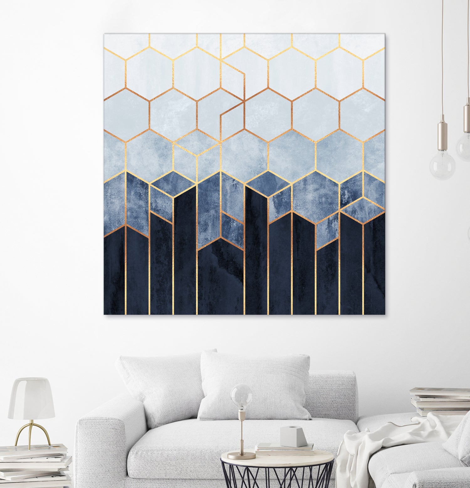 Soft Blue Hexagons by Elisabeth Fredriksson on GIANT ART - blue digital drawing