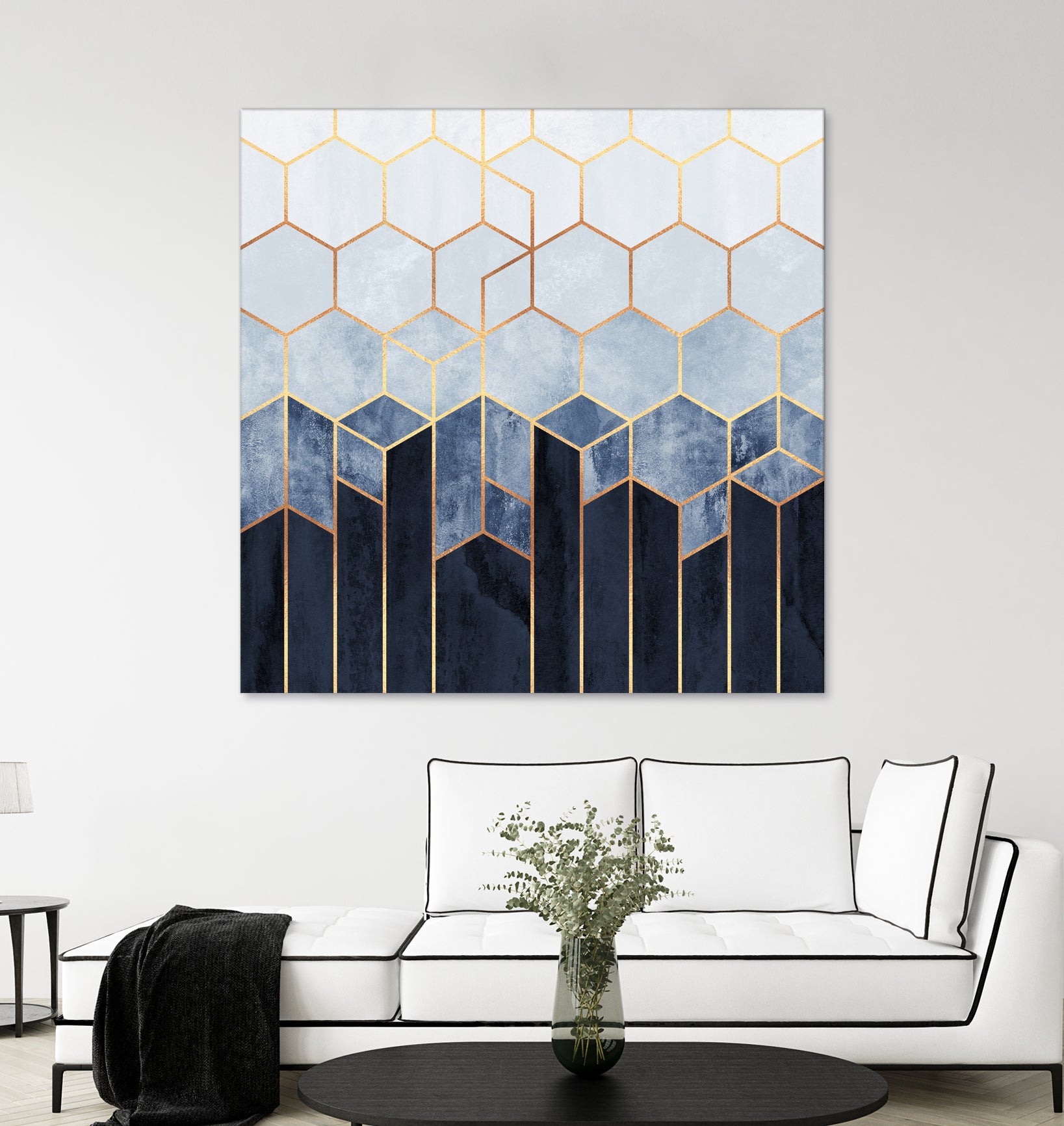 Soft Blue Hexagons by Elisabeth Fredriksson on GIANT ART - blue digital drawing