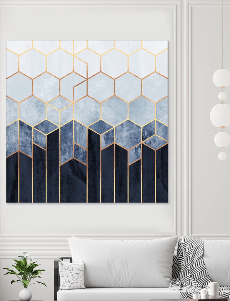 Soft Blue Hexagons by Elisabeth Fredriksson on GIANT ART - blue digital drawing