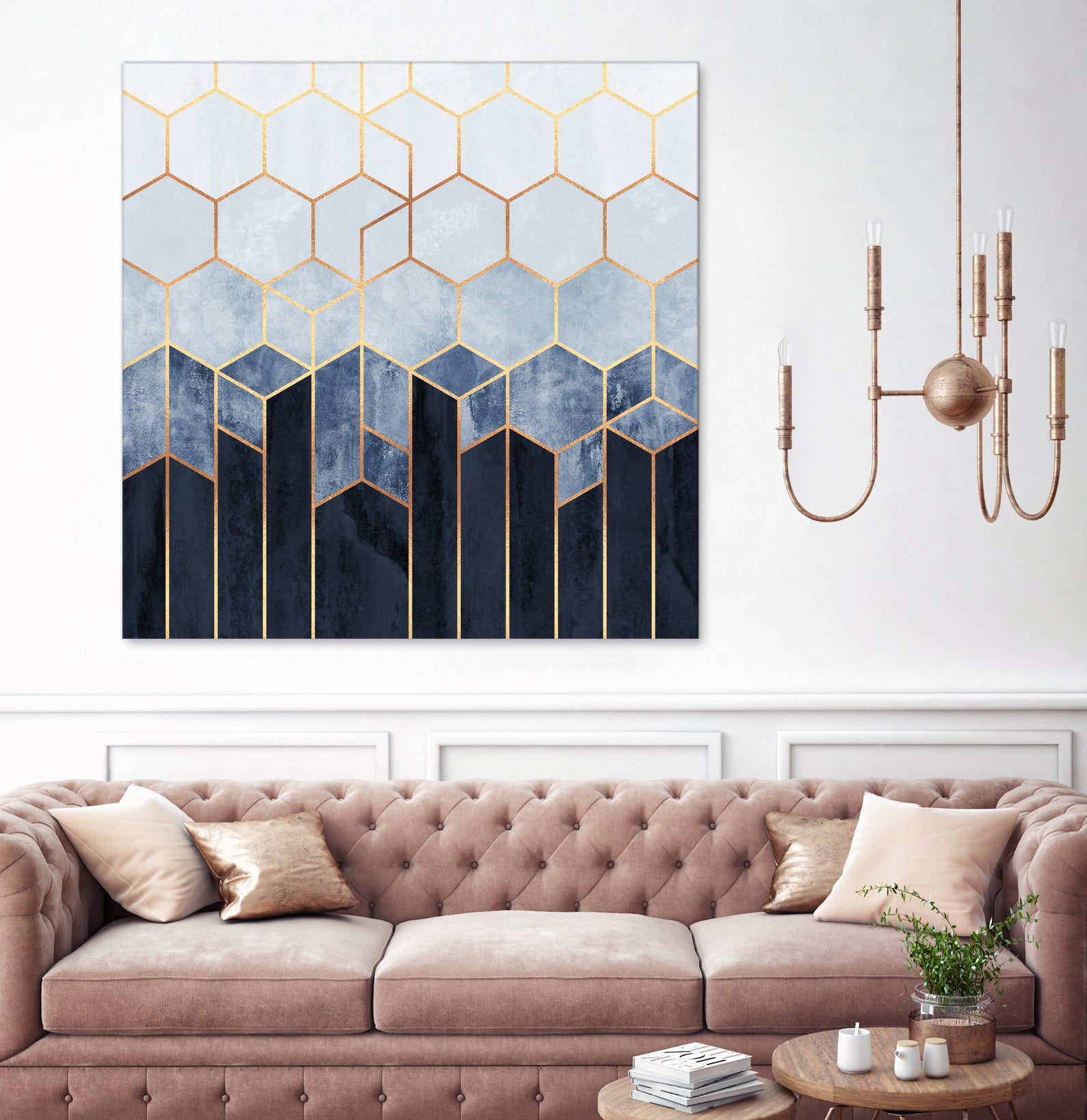 Soft Blue Hexagons by Elisabeth Fredriksson on GIANT ART - blue digital drawing