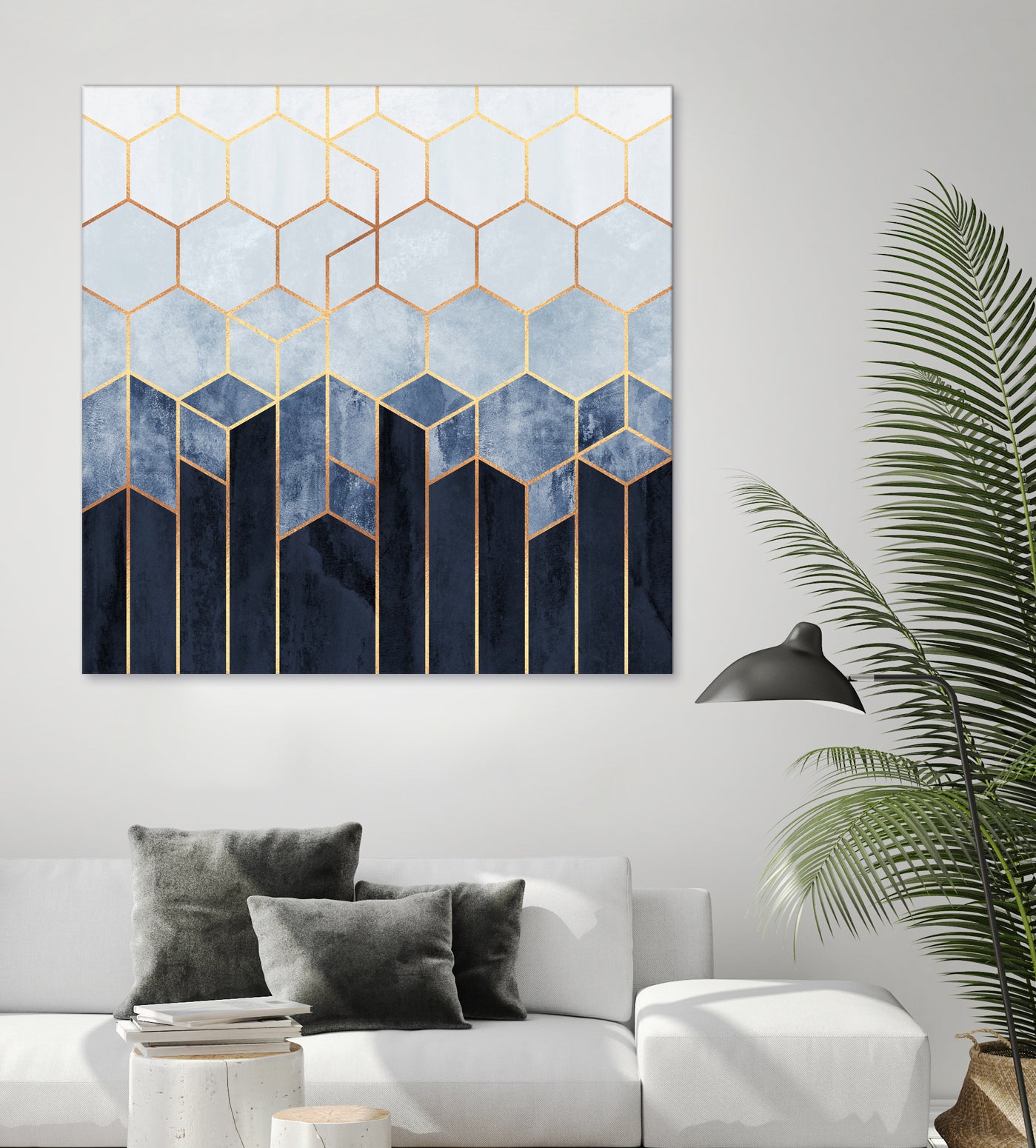 Soft Blue Hexagons by Elisabeth Fredriksson on GIANT ART - blue digital drawing