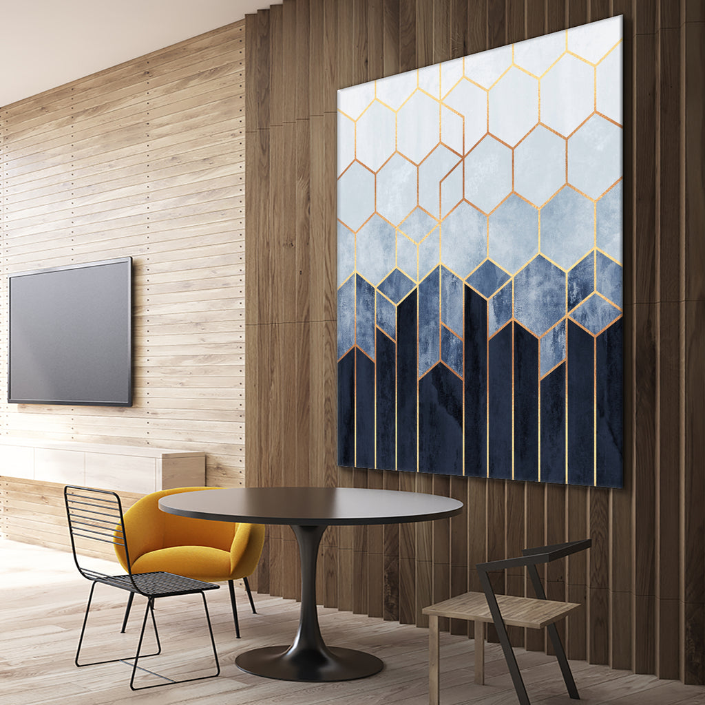 Soft Blue Hexagons by Elisabeth Fredriksson on GIANT ART - blue digital drawing