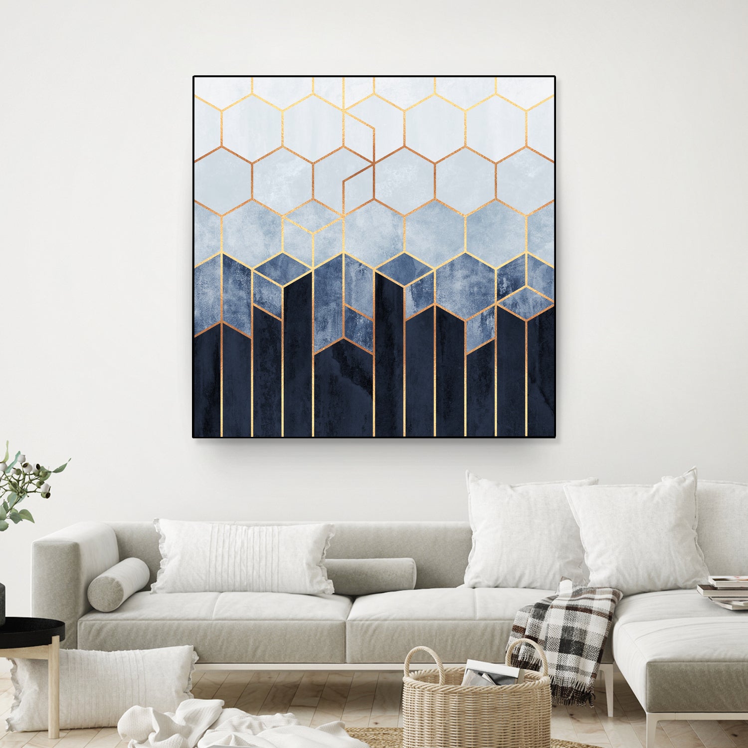 Soft Blue Hexagons by Elisabeth Fredriksson on GIANT ART - blue digital drawing