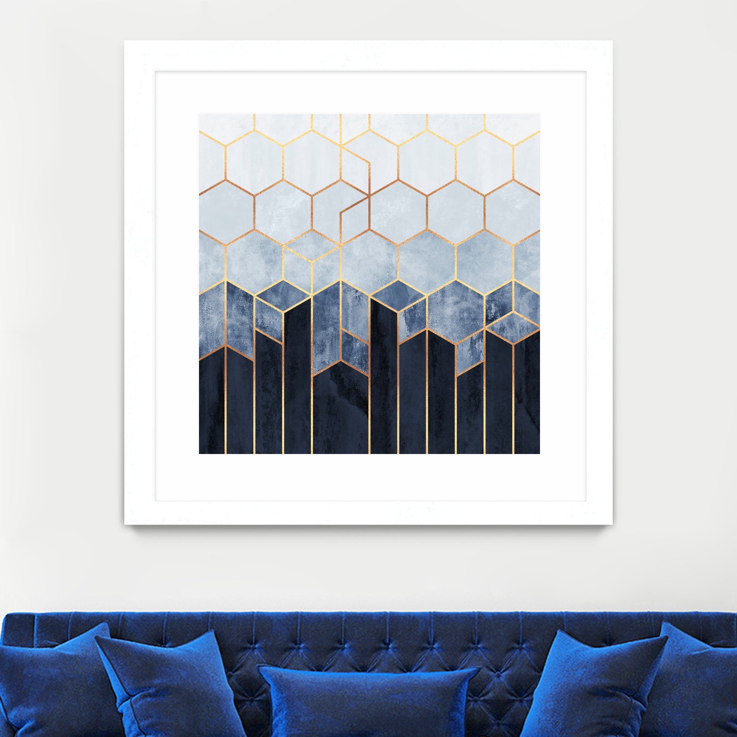 Soft Blue Hexagons by Elisabeth Fredriksson on GIANT ART - blue digital drawing