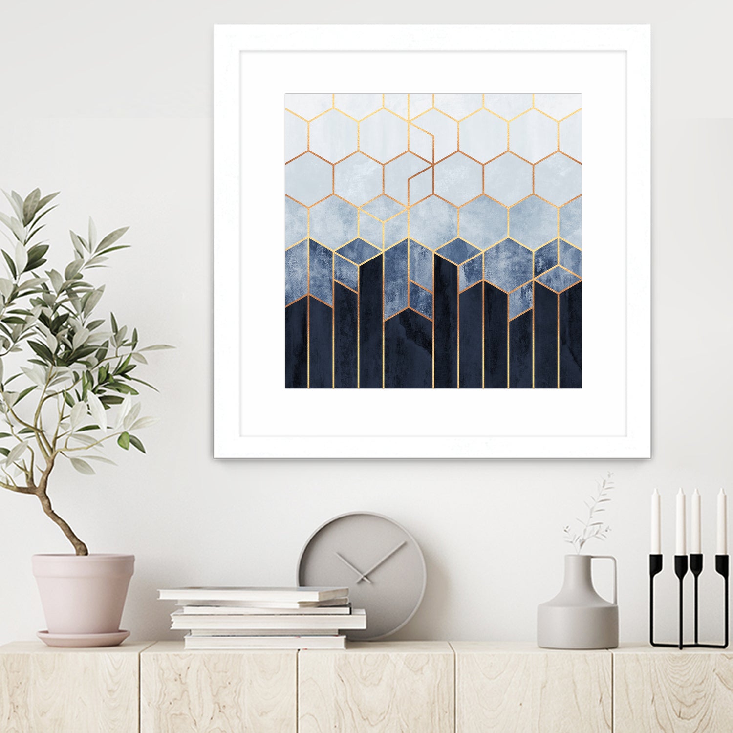 Soft Blue Hexagons by Elisabeth Fredriksson on GIANT ART - blue digital drawing