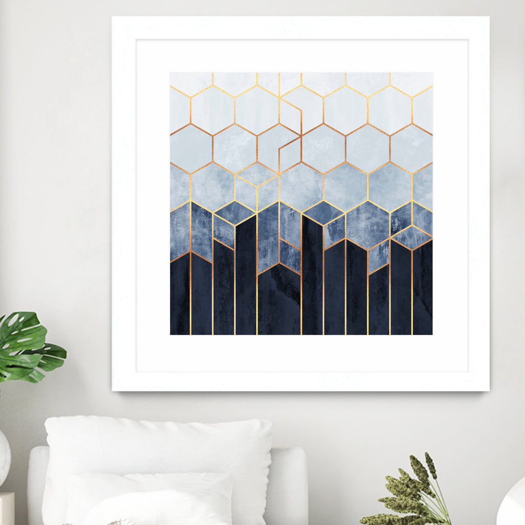 Soft Blue Hexagons by Elisabeth Fredriksson on GIANT ART - blue digital drawing