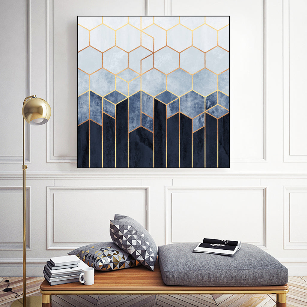 Soft Blue Hexagons by Elisabeth Fredriksson on GIANT ART - blue digital drawing