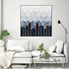 Soft Blue Hexagons by Elisabeth Fredriksson on GIANT ART - blue digital drawing