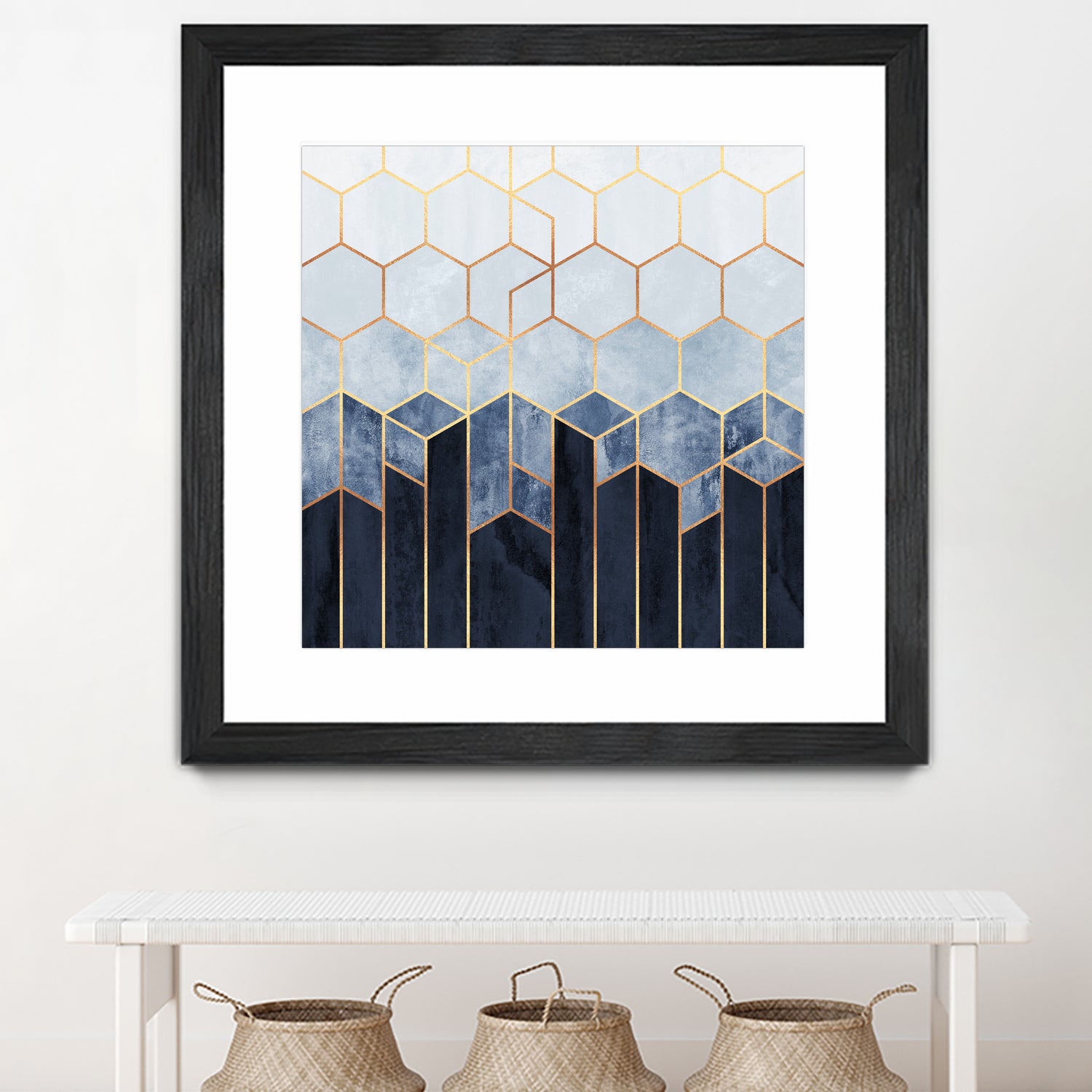 Soft Blue Hexagons by Elisabeth Fredriksson on GIANT ART - blue digital drawing