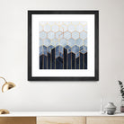 Soft Blue Hexagons by Elisabeth Fredriksson on GIANT ART - blue digital drawing