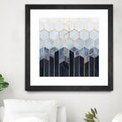 Soft Blue Hexagons by Elisabeth Fredriksson on GIANT ART - blue digital drawing