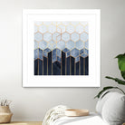 Soft Blue Hexagons by Elisabeth Fredriksson on GIANT ART - blue digital drawing