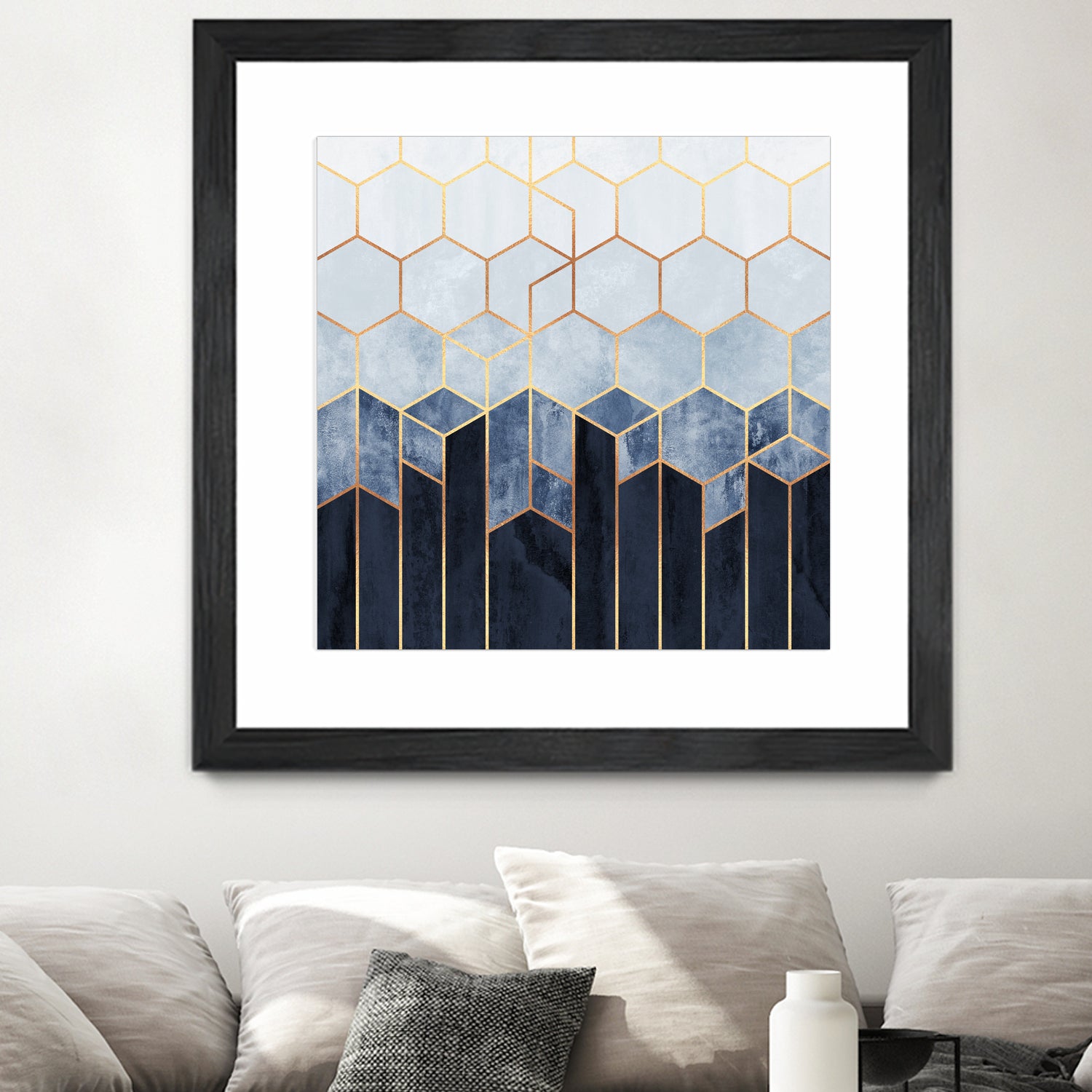 Soft Blue Hexagons by Elisabeth Fredriksson on GIANT ART - blue digital drawing