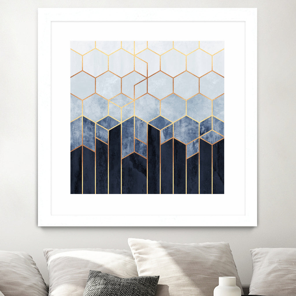 Soft Blue Hexagons by Elisabeth Fredriksson on GIANT ART - blue digital drawing