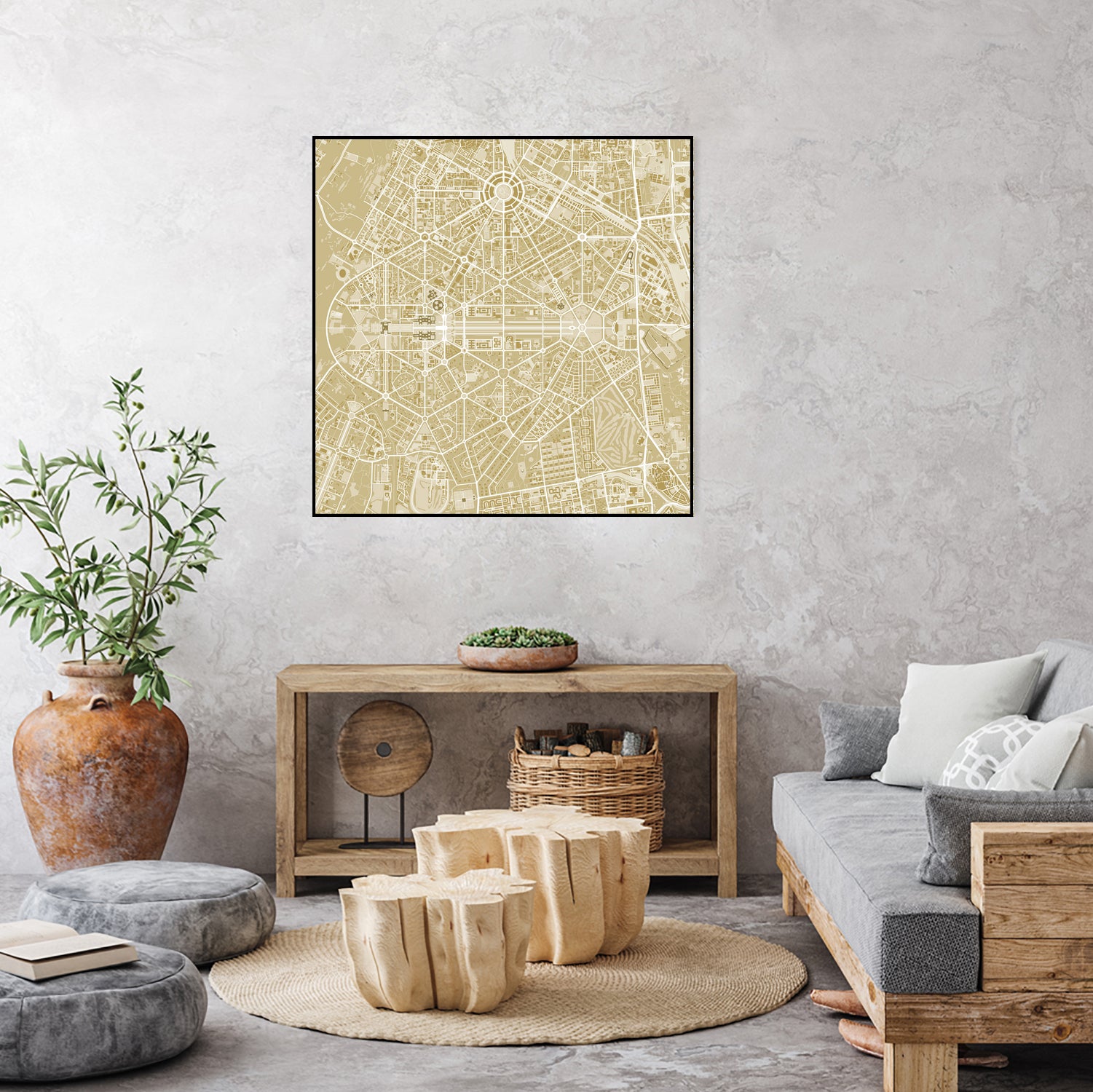 New Delhi map gold by Javier Ruiz on GIANT ART - yellow digital drawing