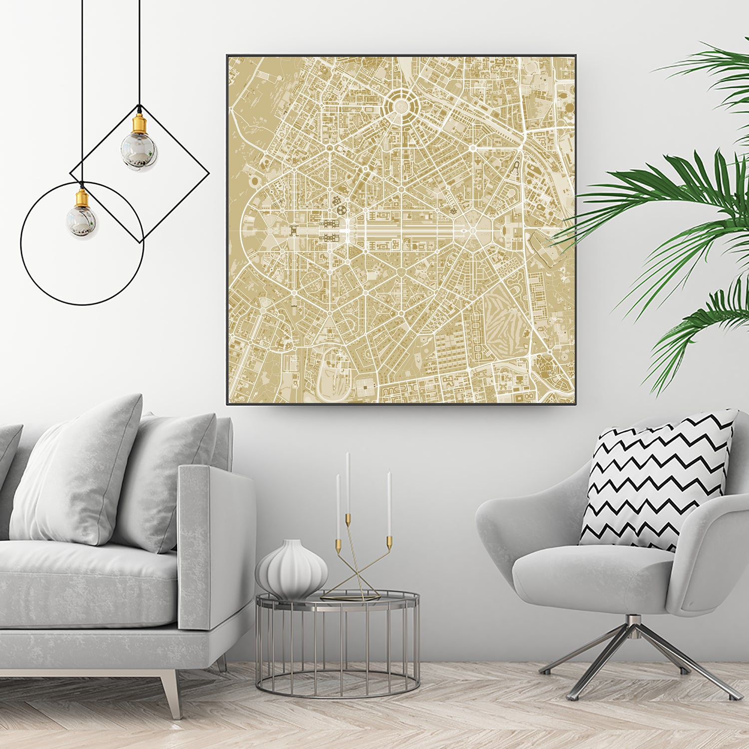 New Delhi map gold by Javier Ruiz on GIANT ART - yellow digital drawing